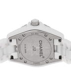 Chanel Stainless Steel Ceramic Diamond 33mm J12 Watch White