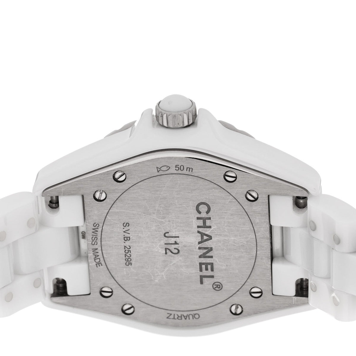 Chanel Stainless Steel Ceramic Diamond 33mm J12 Watch White