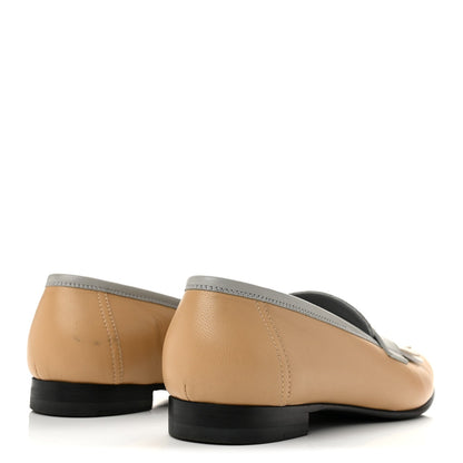 Hermes Goatskin Women's Royal Loafers 38 Beige Albinos