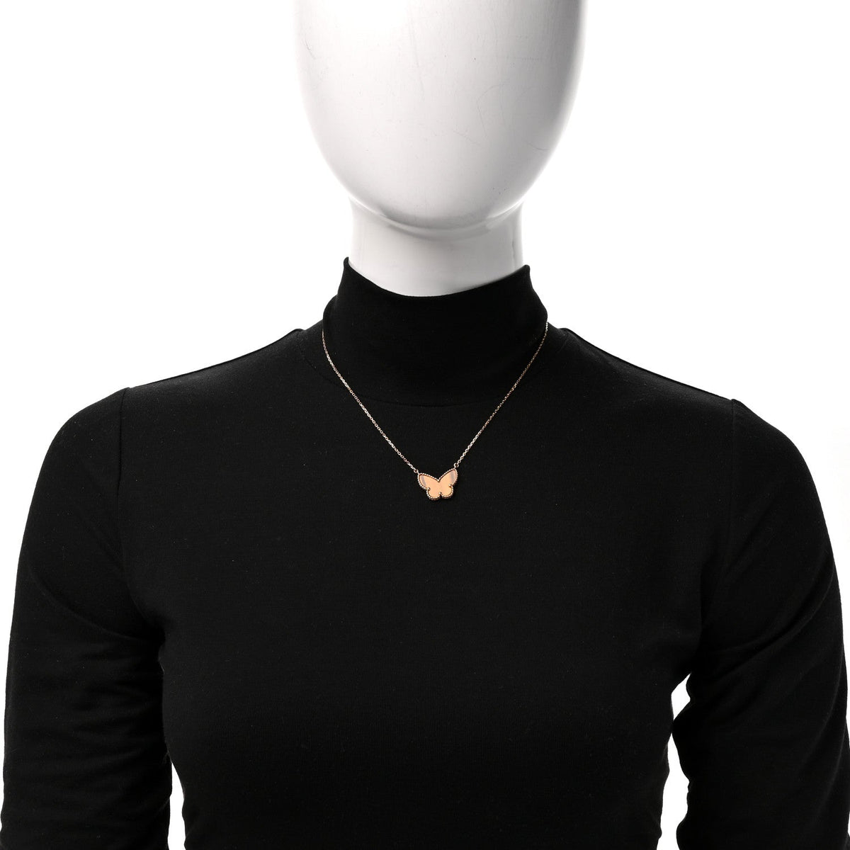 18k Yellow Gold Tiger Eye Lucky Alhambra Butterfly Pendant Necklace