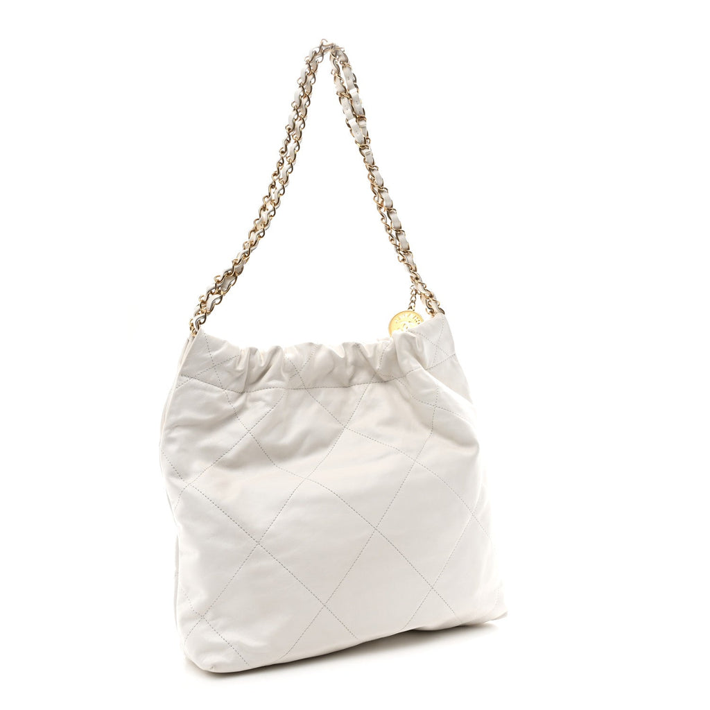 Chanel Shiny Calfskin Quilted Small 22 White