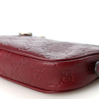 Gucci GG Calfskin Embossed Emblem Mini Shoulder Bag Rosso Ancora