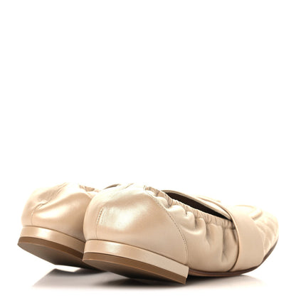 Chanel Laminated Lambskin Quilted Elastic CC Women's Loafers Beige