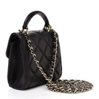 Chanel Iridescent Lambskin Quilted Top Handle Clutch With Chain Bordeaux
