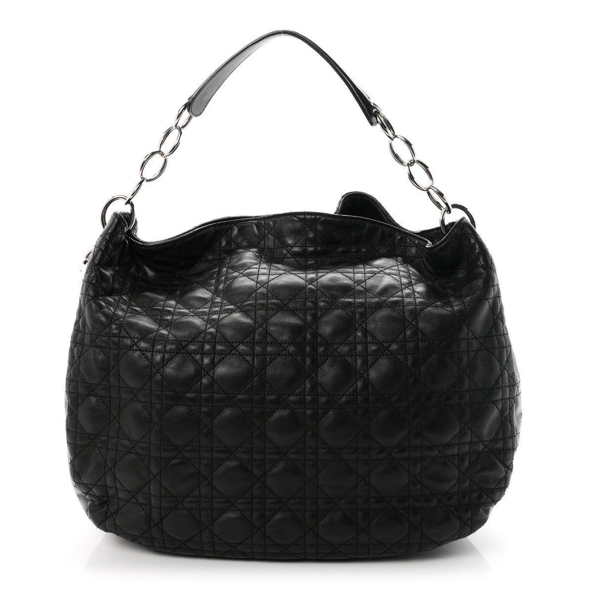 Christian Dior Lambskin Cannage Large Dior Soft Hobo Black