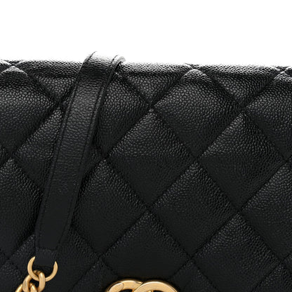 Large Quilted Caviar Flap Shoulder Bag
