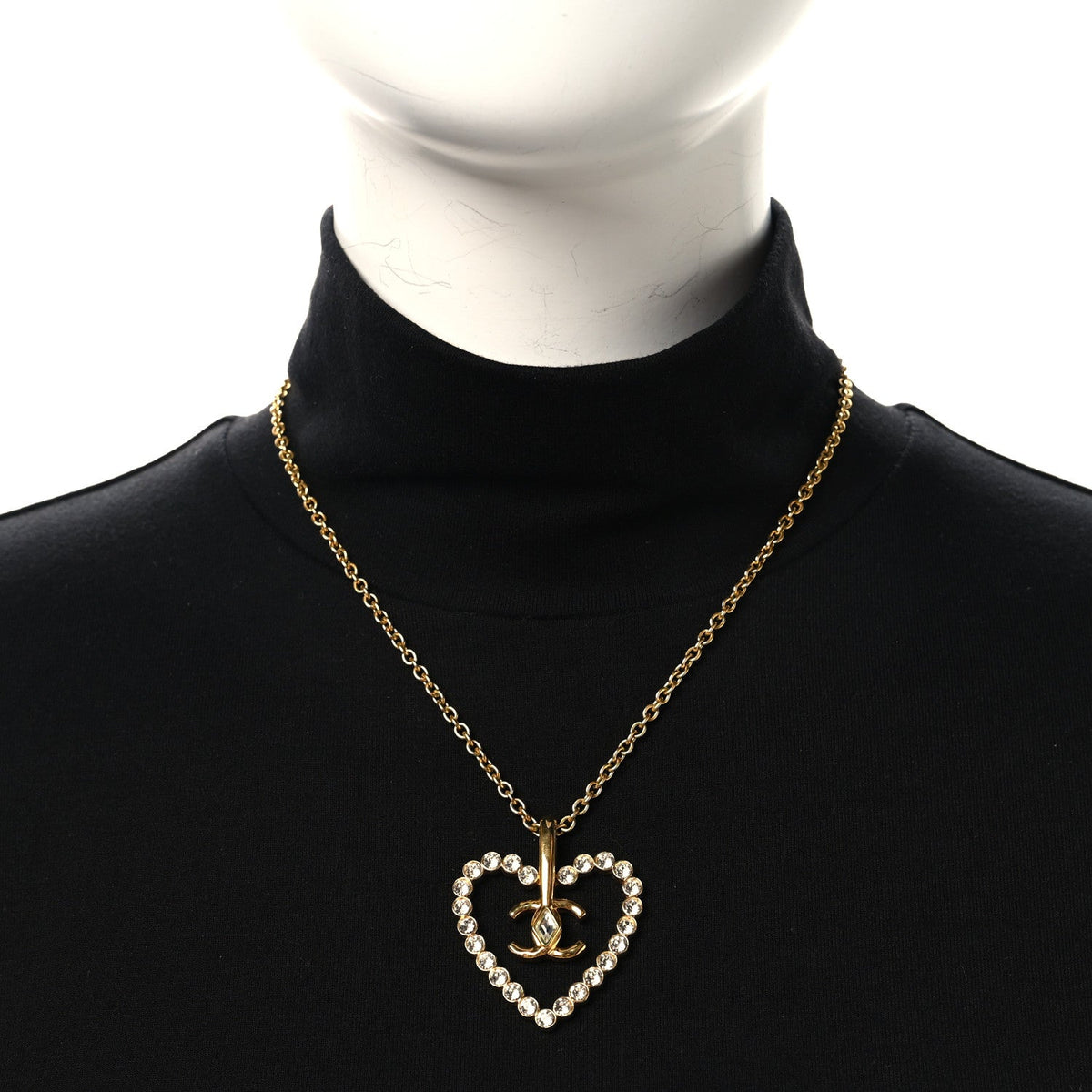 Crystal CC Heart Necklace Gold