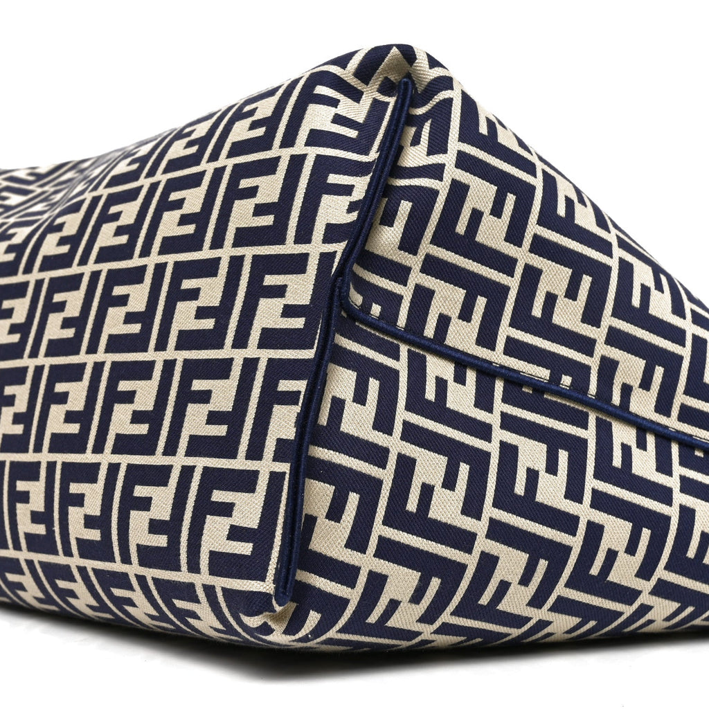 Fendi Pequin Vitello Reversible Large Shopping Tote Midnight Blue