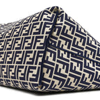 Fendi Pequin Vitello Reversible Large Shopping Tote Midnight Blue