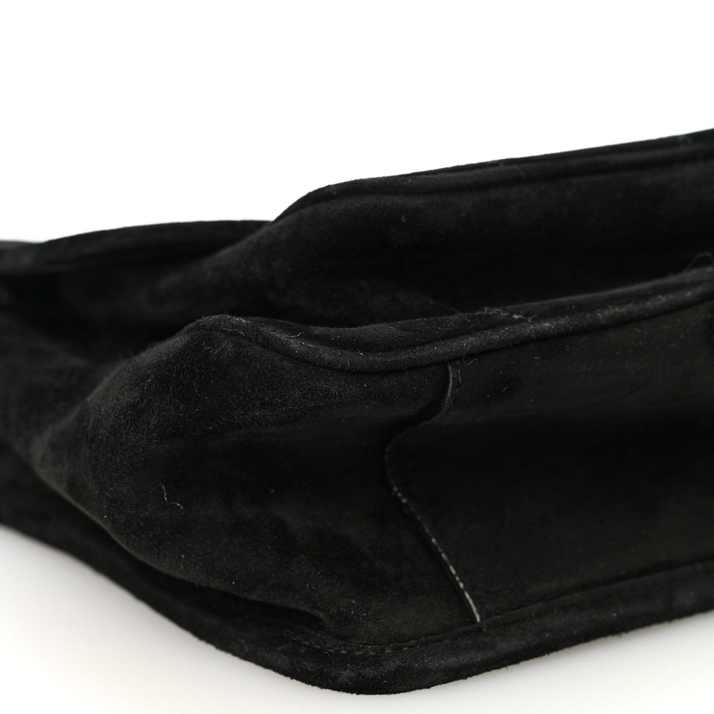 Saint Laurent Suede Monogram Medium Niki Chain Satchel Black