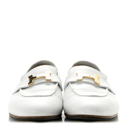 Hermès Goatskin Women's Paris Loafers 38 Beige Glaise