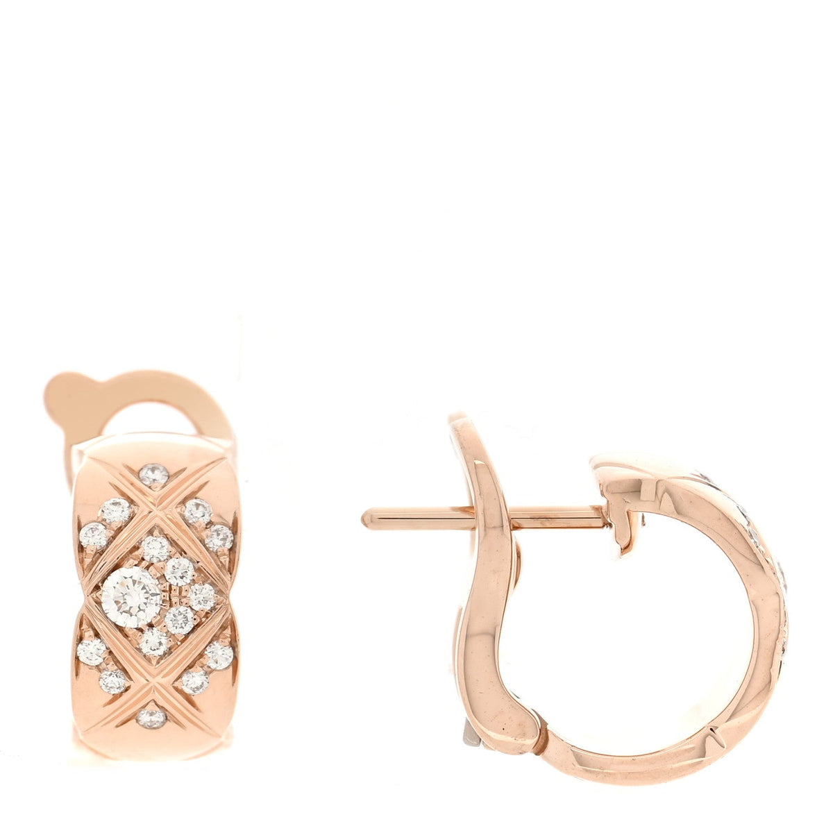 18K Beige Gold Diamond Coco Crush Hoop Earrings
