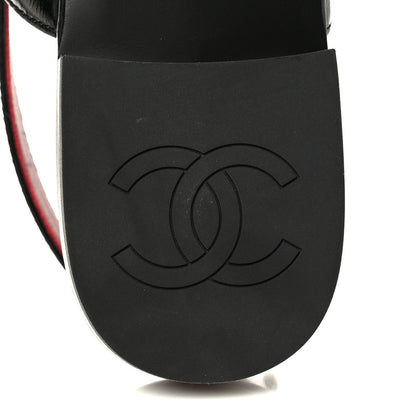 Chanel Crumpled Shiny Lambskin Women's CC Slingback Mocassin 38.5 Black