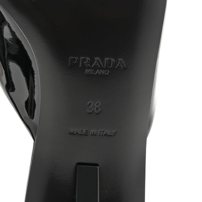 Prada Patent Calfskin Women's Modellerie Mules 38 Black