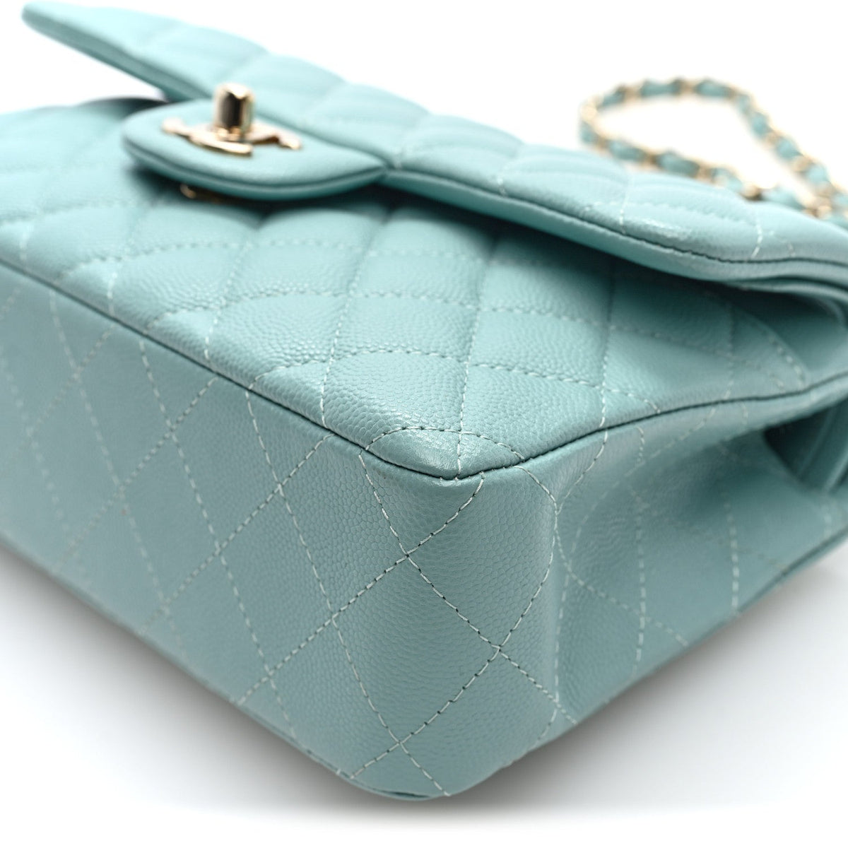 Chanel Caviar Quilted Small Double Flap Light Blue