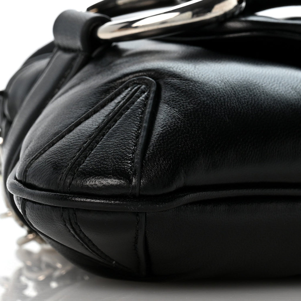 Gucci Nappa Matelasse Small Maxi Horsebit Shoulder Bag Black