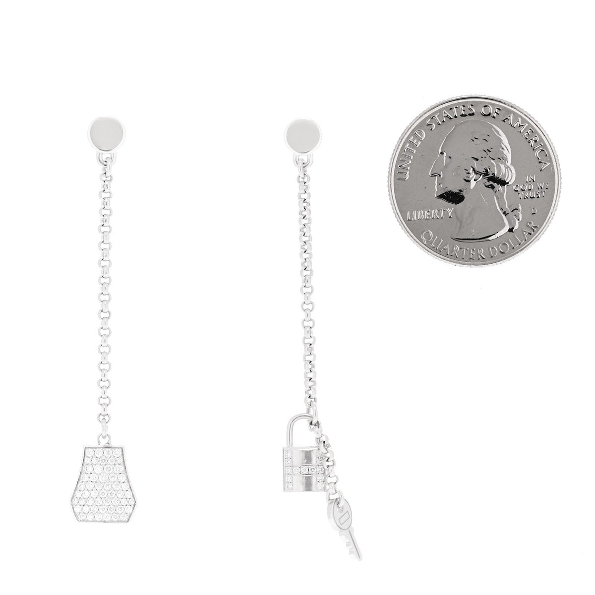 18K White Gold Diamond Kelly Clochette Drop Earrings