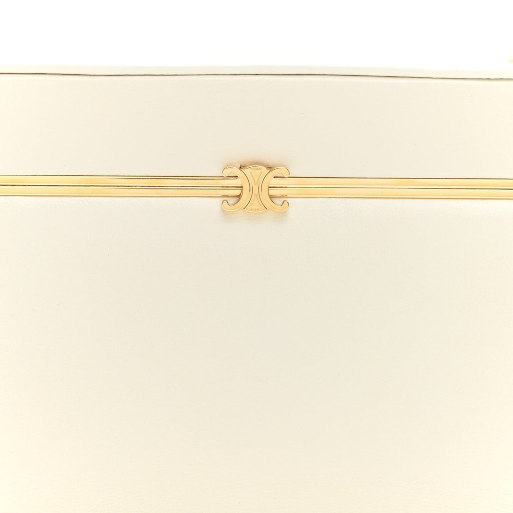 Celine Glossy Lambskin Vanity Frame Rectangle Bag Creamy White