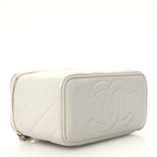 Chanel Caviar Quilted Small Tiny CC Vanity Case With Chain Light Grey
