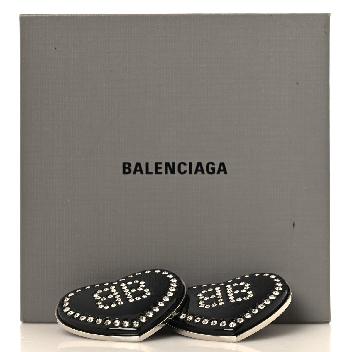 BalenciagaCrystal Resin BB Heart Earrings  Black