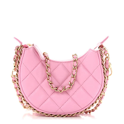 Mini Quilted Lambskin Hobo Bag - Pink