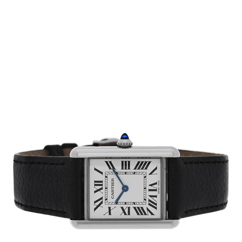 Cartier Stainless Steel Calfskin 25mm Must de Cartier Tank Quartz Watch