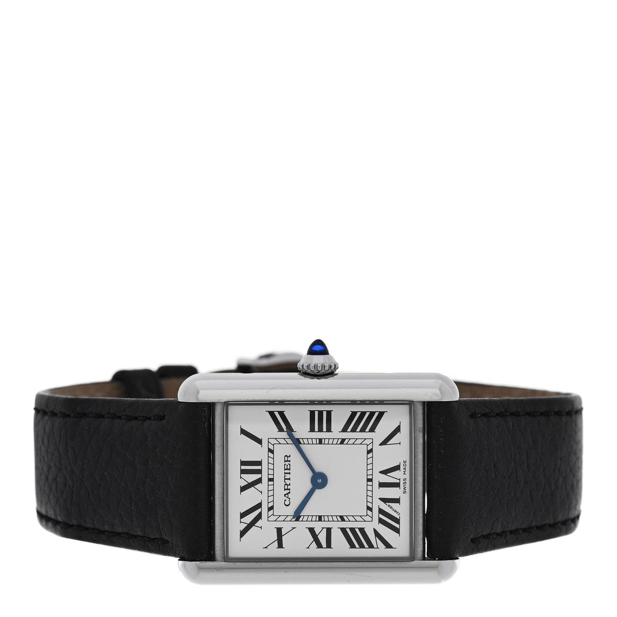 Cartier Stainless Steel Calfskin 25mm Must de Cartier Tank Quartz Watch