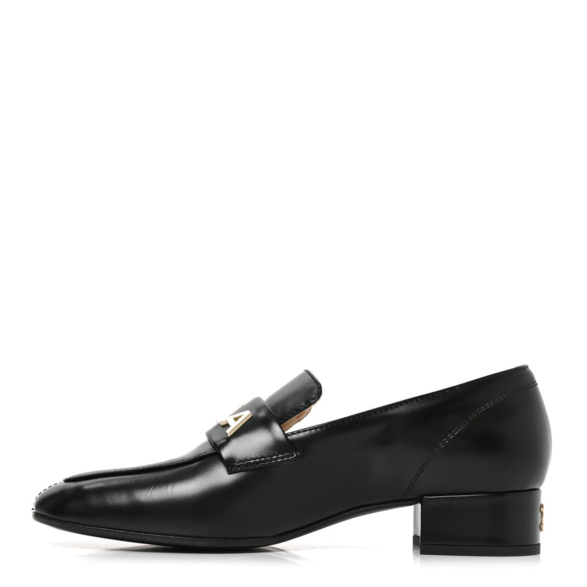 Shiny Calfskin Logo Loafers Black