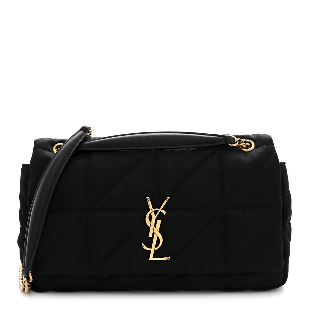 Saint Laurent Satin Patchwork Monogram Medium Jamie Bag Black