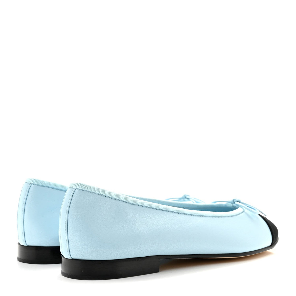 Chanel Lambskin Cap Toe CC Women's Ballerina Flats Light Blue Black
