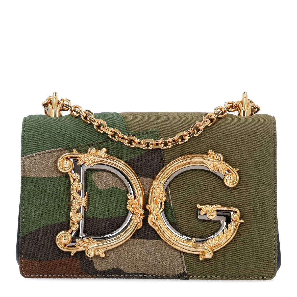Dolce & Gabbana Cotton Camouflage Patchwork DG Girls Shoulder Bag Multicolor