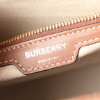 Burberry Canvas Smooth Calfskin Two Tone Small Pocket Bag Natural Malt Brown