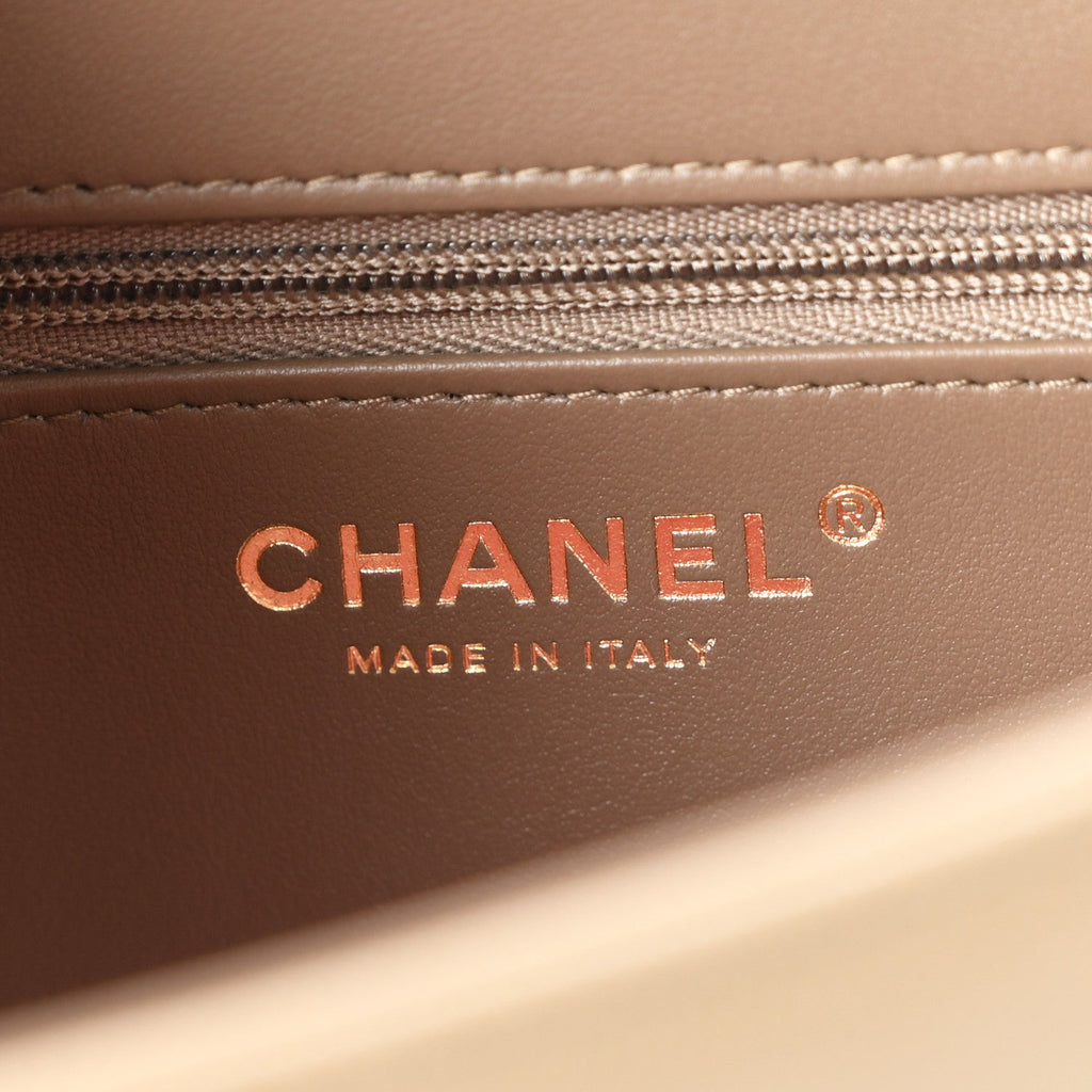 Chanel Shiny Caviar Preppy Coco Small Flap Bag Dark Khaki