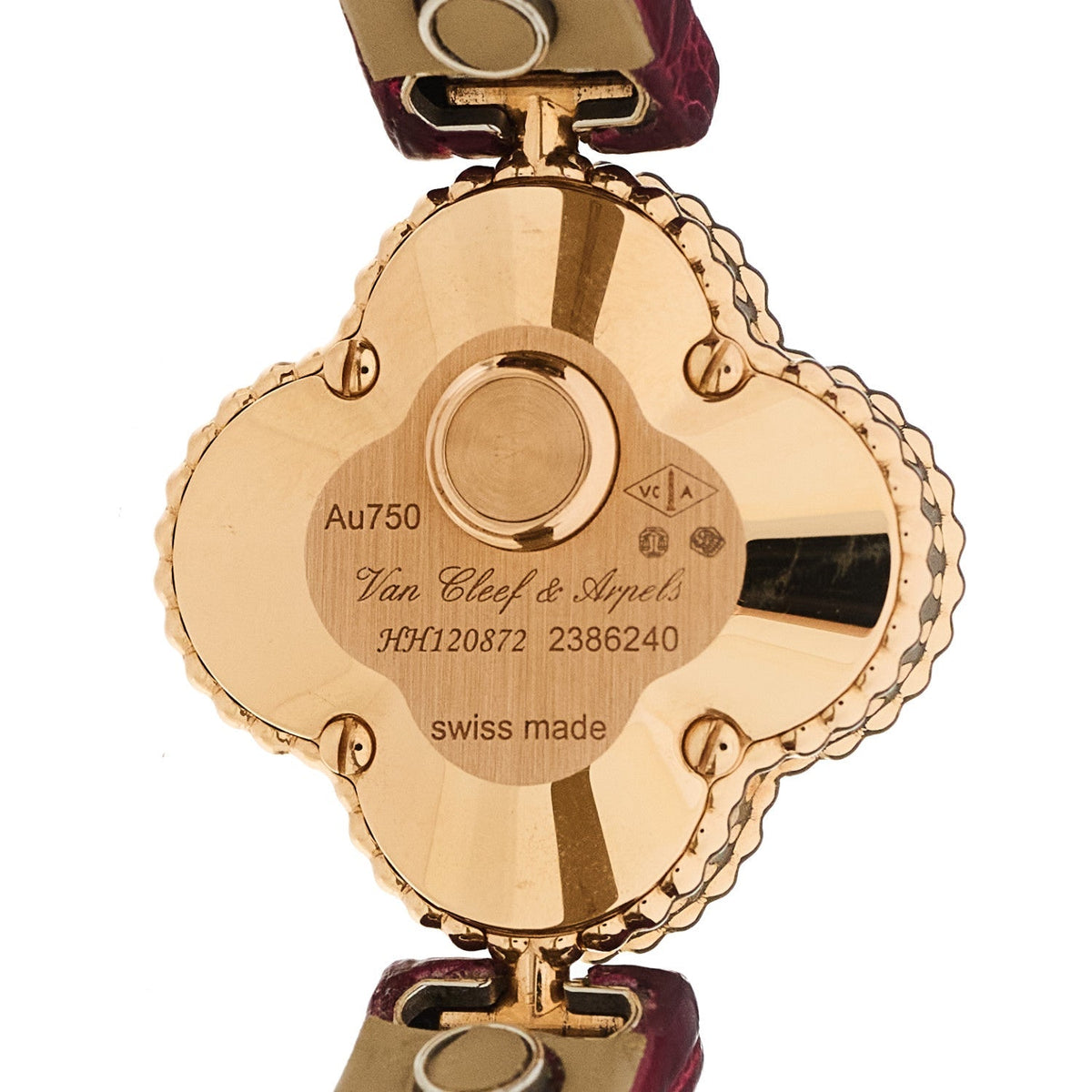 Van Cleef & Arpels 18K Rose Gold Alligator 23mm Sweet Alhambra Watch