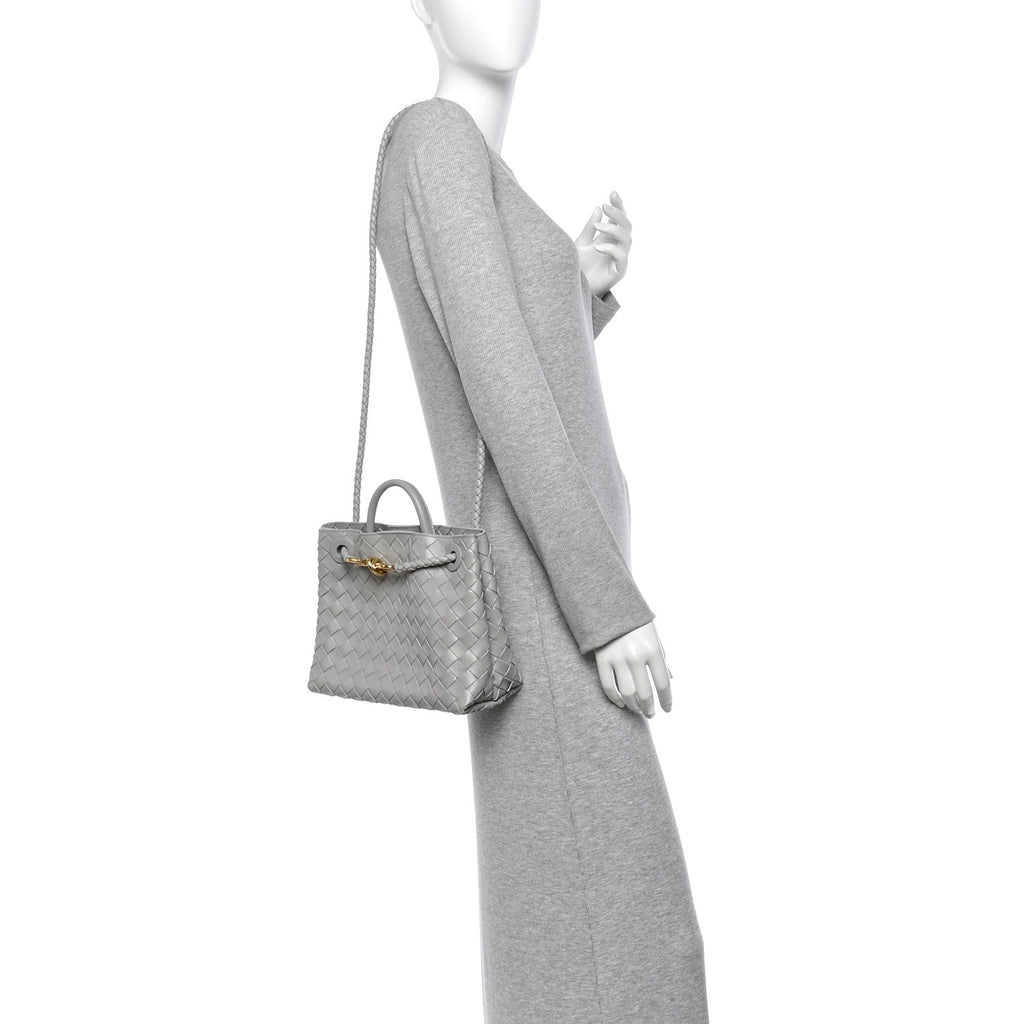 Bottega Veneta Nappa Intrecciato Small Andiamo Shoulder Bag Sterling