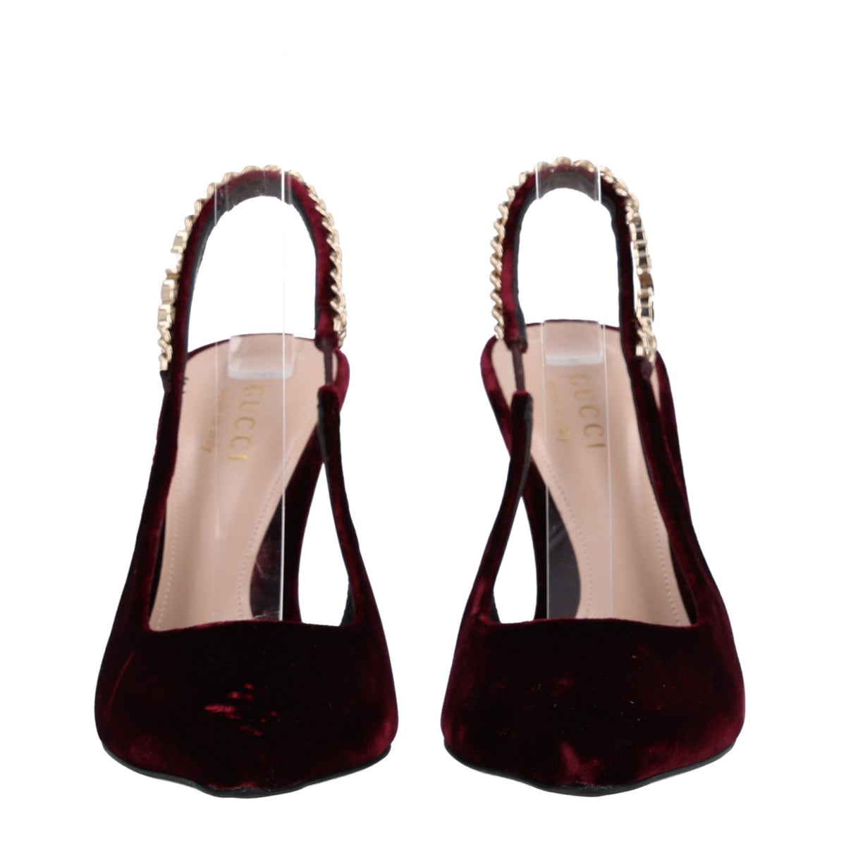 Gucci Velvet Crystal Nappa Women's Charlotte Slingback Pumps 36.5 New Vineyard