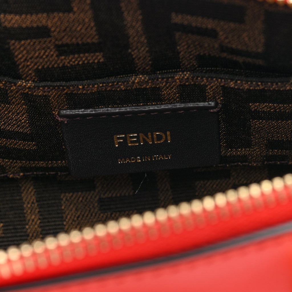 Fendi Vitello King Logo Embossed Mini By The Way Top Handle Bag Papavero