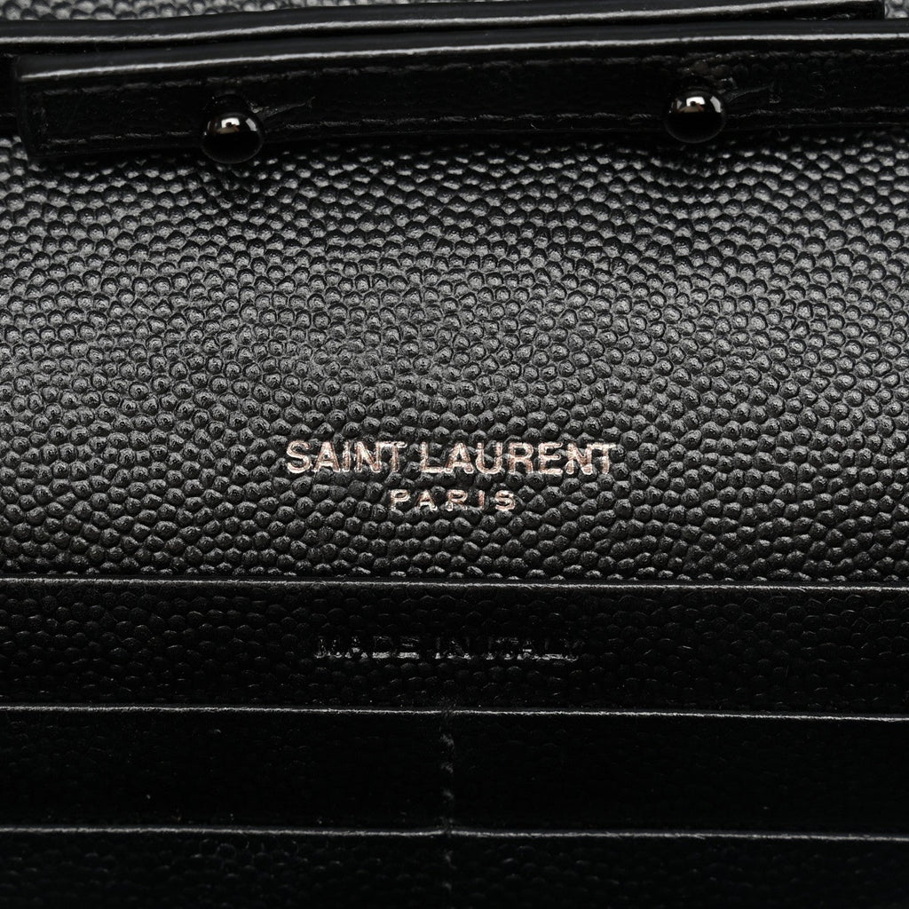 Saint Laurent Grain De Poudre Chevron Chain Wallet Black