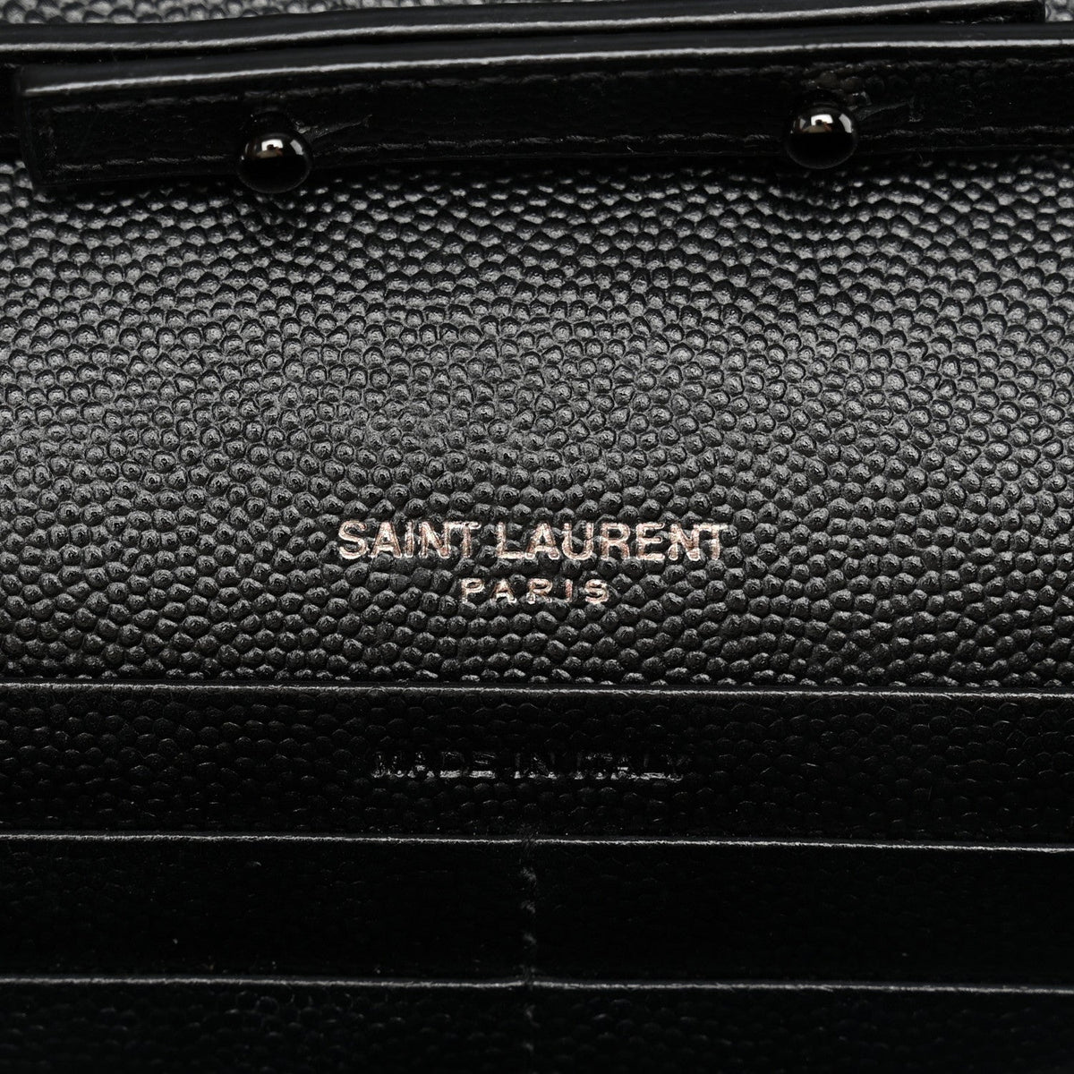 Saint Laurent Grain De Poudre Chevron Chain Wallet Black