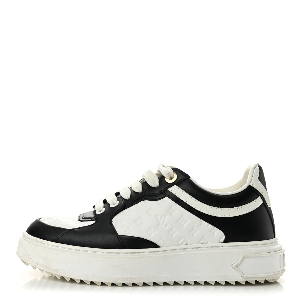 Monogram Embossed Calfskin Time Out Sneakers White Black