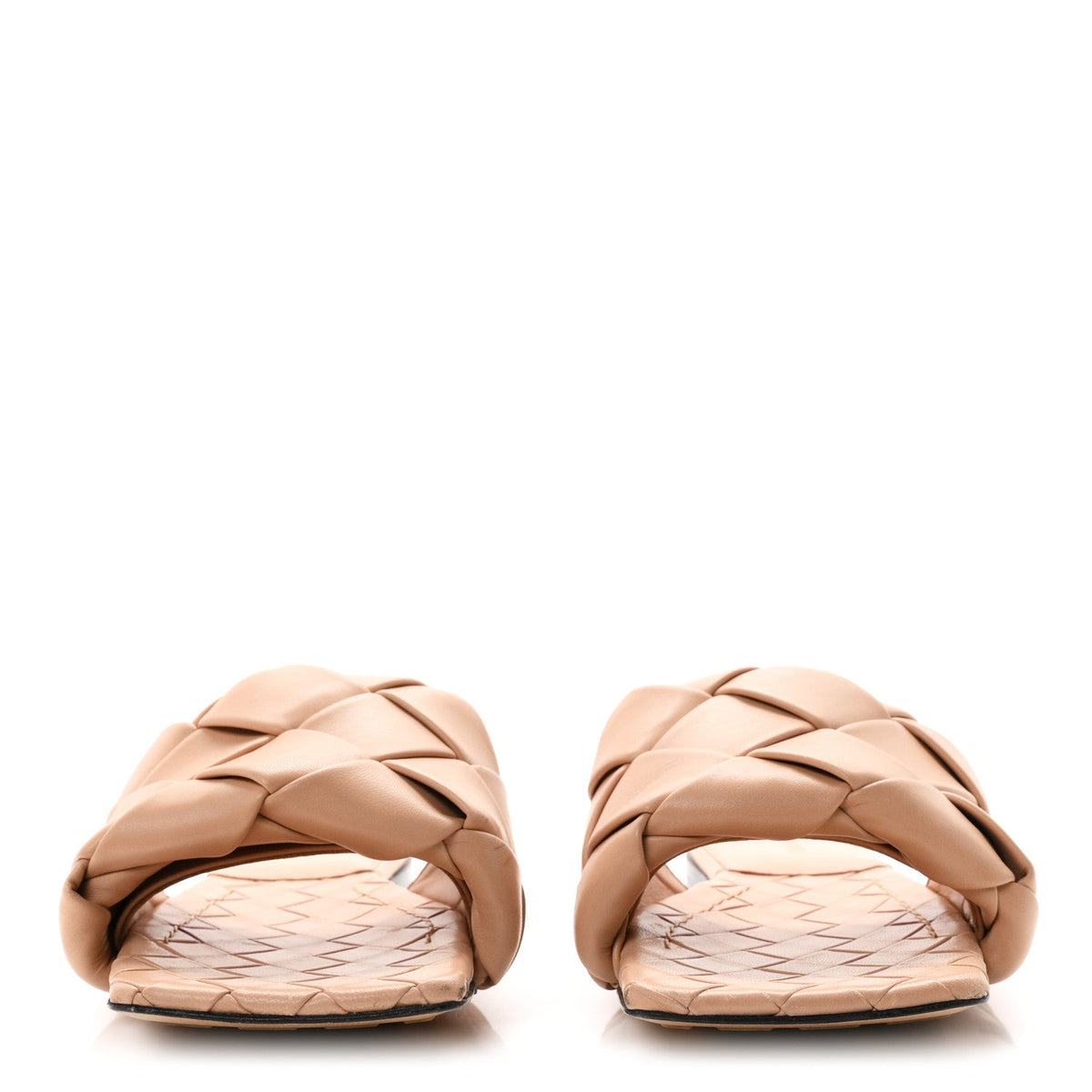 Bottega Veneta Nappa Maxi Intrecciato Lido Women's Flat Sandals Tan