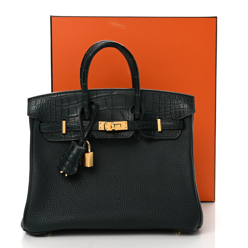 Hermes Togo Matte Alligator Birkin Touch 25 Vert Cypress