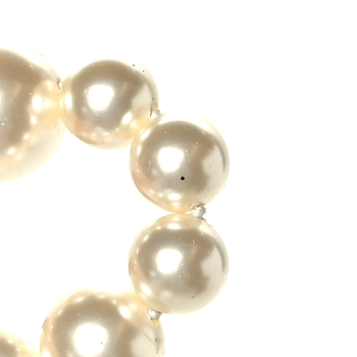 Graduated Pearl Crystal CC Long Necklace Silver