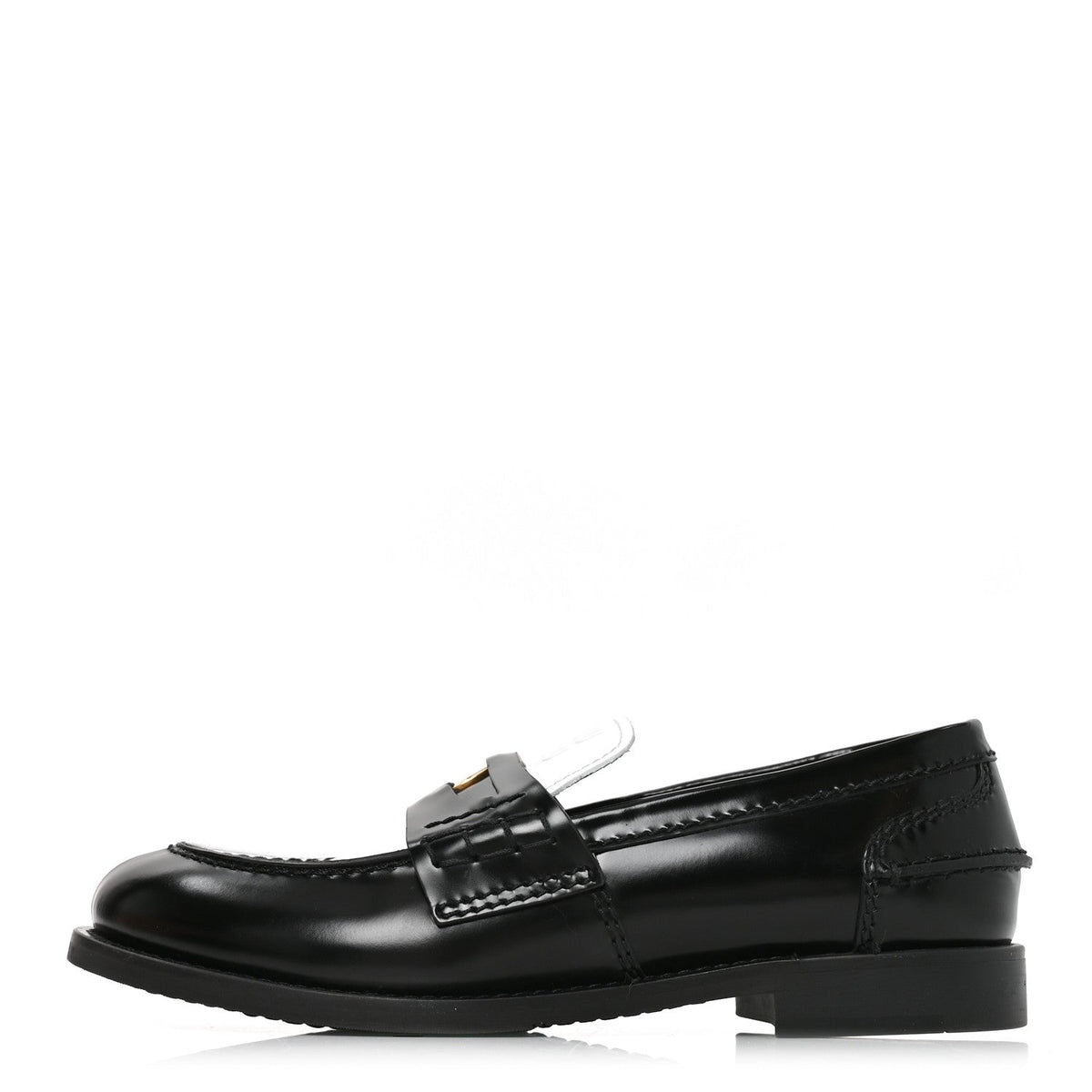 Miu Miu Spazzolato Calfskin Women's Penny Loafers 36 Black White