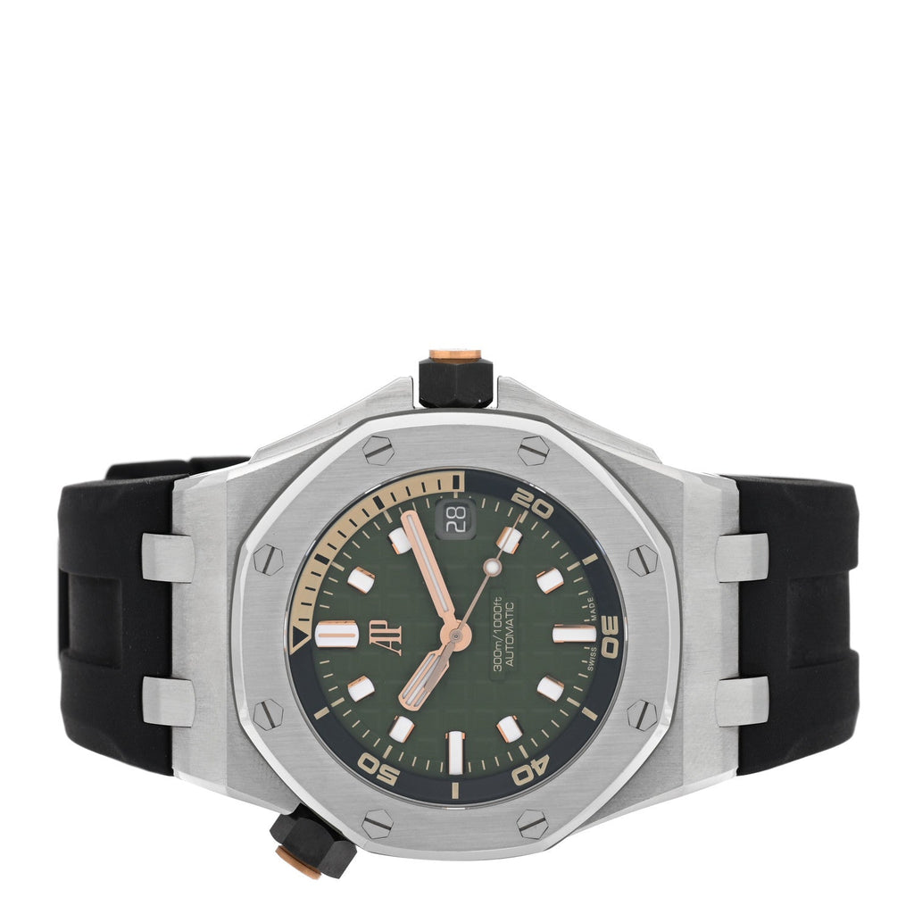 Audemars Piguet Stainless Steel Rubber 42mm Royal Oak Offshore Watch Green 15720ST