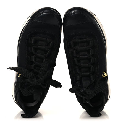 Chanel Velvet Calfskin Mixed Fibers Women's CC Sneakers 36 Black