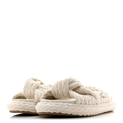 Fendi Jacquard Women's Tessuto Treccia Ricamo Logo Slides 40 Grezzo Moka