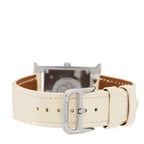 Hermes Stainless Steel Alligator Diamond 21mm Heure H Watch Blanc