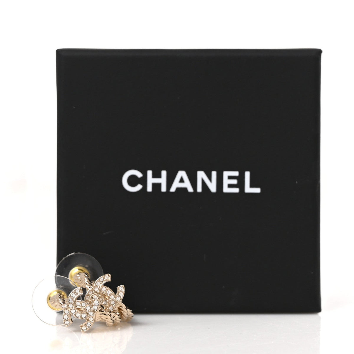 Metal Crystal Twist CC Hoop Earrings Gold