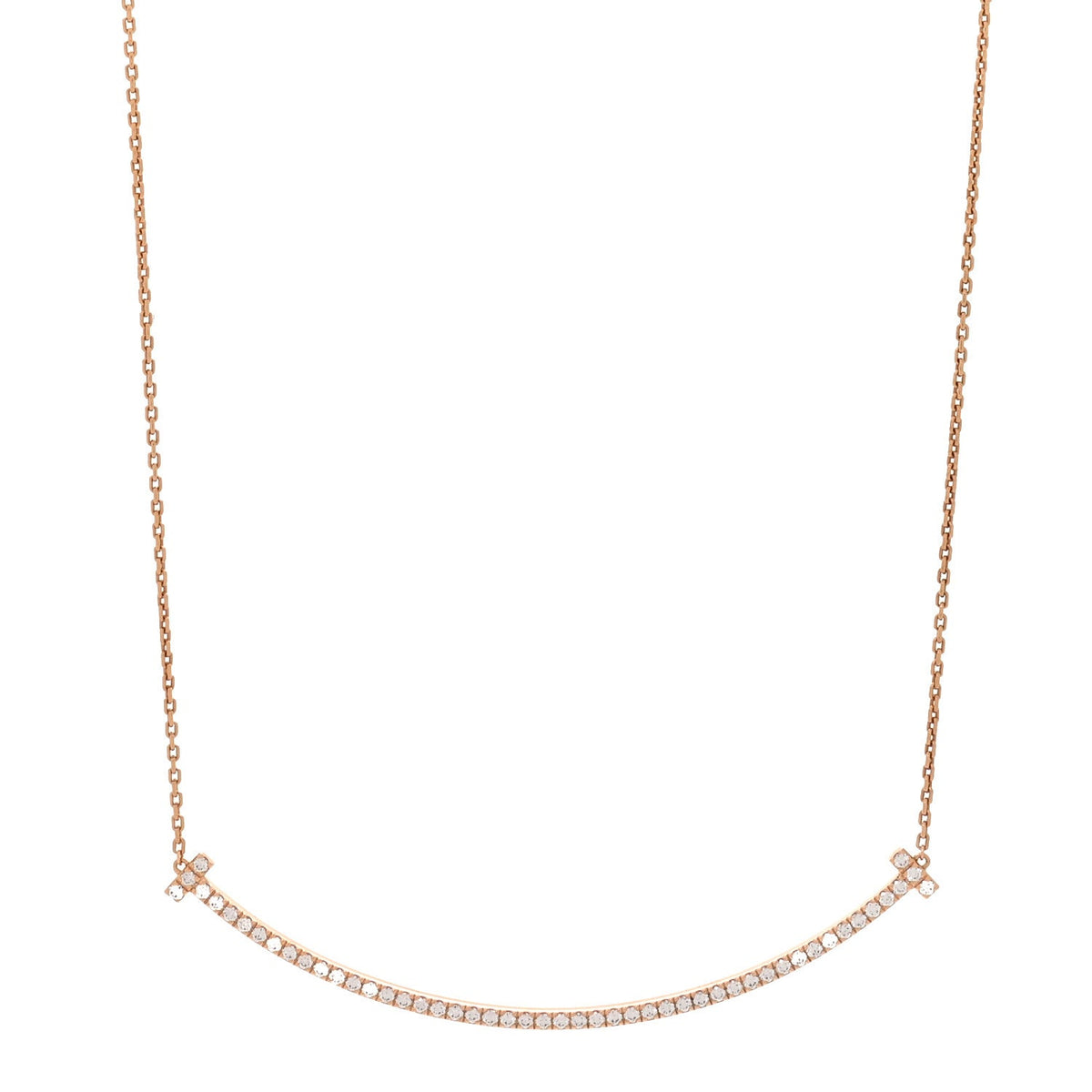 18K Rose Gold Diamond Extra Large T Smile Pendant Necklace